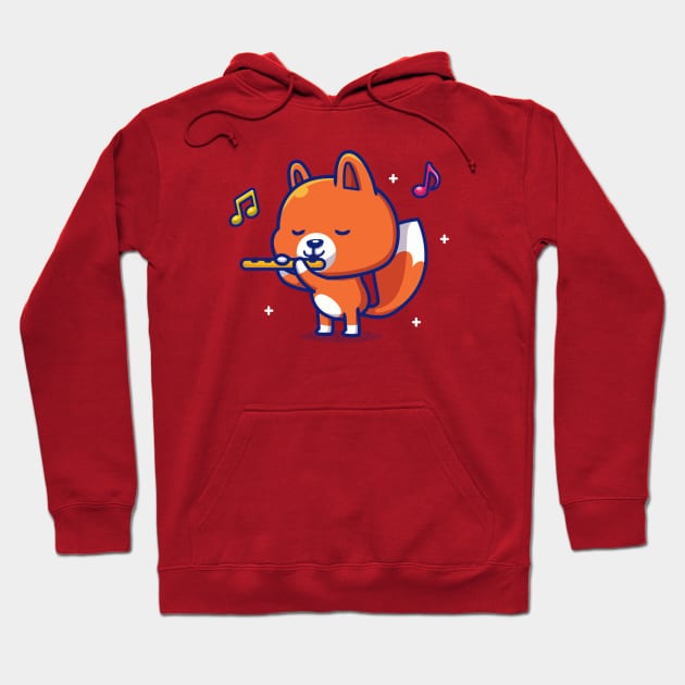 Cute Fox Playing Flute Music Hoodie by Catalyst Labs